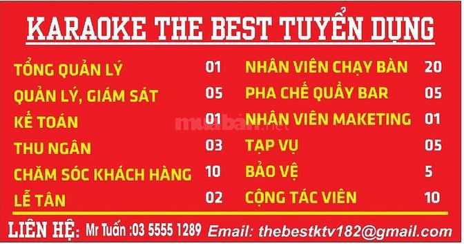 The Best KTV Bắc Ninh Tuyển Dụng